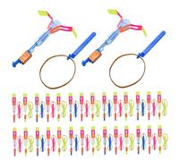 DAGLLGEW 50PCS Spin Copter LED Flying Toy with Slingshots & Arrows Funny Glow Toys Easy to Use Summer Outdoor Games Flyer for Children's Day Party