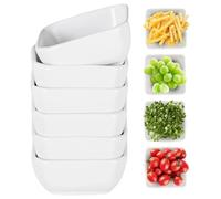 DAGLLGEW 6Pcs Dipping Bowls, White Square Snack Bowls, Small Serving Dish, Charcuterie Dishes, Seasoning Dish for Tapas, Dining and Party Dip Snack Small