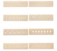 DAGLLGEW 8PCS Tracing Board 2x8 Inch Wooden Writing Thread Board for Kids Preschool Learning Easy to Use Project Montessori Creative Kids Write Supplies, Geometric Pattern Letter Tracing