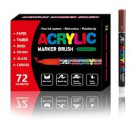 DAGLLGEW Acrylic Paint Markers 24 Colors Soft Brush Tip Paint Pens Acrylic Markers for Painting, Fabric, Wood, Ceramic, Stone, Glass, Canvas Set