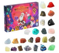 DAGLLGEW Advent Calendar Stones Kids 24 Day Countdown Gemstone Advent Calendar 2024 with Instructions Santa Pattern Crystal Advent Calendar for Stone Learning Gift for Holiday Christmass