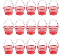 DAGLLGEW Berry Picking Basket, 15PCS 2kg/4.4lbs Plastic Strawberry Basket, Hollow-Out Berry with Handle, Strawberry Container for Summer Picking Fruits Containers