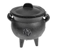 DAGLLGEW Cast Iron Cauldron with Lid and Handle Halloween 3.94x2.95x2.95inch Cauldron Decorative Candle Incense Burning Witchcraft Pot, Star Cast Iron CauldronCauldron IronWitches