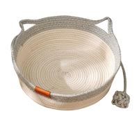 DAGLLGEW Cat Basket Wear Resistant Woven Rope Cat Basket Bed with Playing Rope Ball Washable Sleeping Nest for Indoor Pets Less Than 7.5KG
