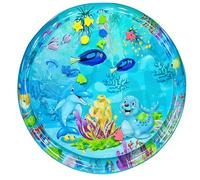 DAGLLGEW Cat Water Mat, 100cm Large Round Pet Cooling Pad with Pump, & Eco-Friendly PVC Aqua Cats Water Mat for Indoor Cats and Dogs for Aqua