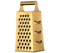 DAGLLGEW Cheese Grater Stainless Steel Cheese Slicer Box Grater with 4 Sides 9.3 Inch Height Vegetable Slicer with Handle Portable Graters for Kitchen Parmesan Cheese Vegetables Potatoes Ginger Gold