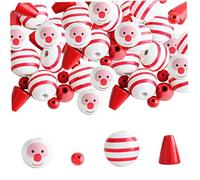 DAGLLGEW Christmas Crafts Beads Snowman Beads 120Pcs Christmas Snowman Beads DIY Winter Snowman Wooden Beads for Crafting Christmas Red Loose Round Beads Ornaments for DIY Christmas Crafts