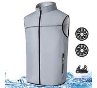 DAGLLGEW Cooling Vest with 2PCS 3 Speeds USB Fans, Sunproof Breathable Air Conditioned Jacket with Zipper ＆ Pockets for Constrution, Fishing, Sport, S