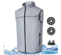 DAGLLGEW Cooling Vest with 2PCS 3 Speeds USB Fans, Sunproof Breathable Air Conditioned Jacket with Zipper ＆ Pockets for Constrution, Fishing, Sport, L