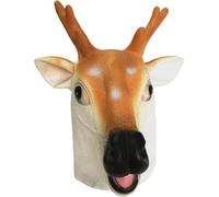 DAGLLGEW Deer Mask, Funny Sika Deer Head Latex Mask Animal Head for Christmas Party Halloween Costume Cosplay Dress Funny Giraffe Costume Adult Animal
