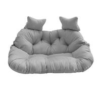 DAGLLGEW Double Egg Chair Cushion Replacement, 130x110cm Thick Padded Hanging Chair Cushion with Removable Cover & Pillows, Silver Gray Double Egg Replacement