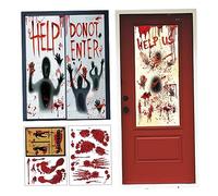 DAGLLGEW Halloween Window Stickers 5PCS/Set Halloween Window Clings Scary Decoration with Door Decal and Bloody Handprint Footprint Stickers for Party Decorations Clings