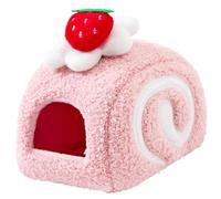 DAGLLGEW Hamster Bed, Strawberry Roll Cute Shape Rat Bed, Small Animal Cage Accessories for Mini Small Animal Mice, Chinchillas, Dwraf Hamsters Guinea Pig Hamster House Rat
