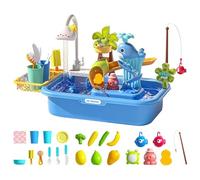 DAGLLGEW Kids Water Table Removable Electric Play Sink with Running Water Educational Play Sink with 180° Rotating Faucet for Kids, Park, Nursery, Garden, Blue With Running Toy