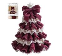 DAGLLGEW Knitting Kit Christmas Tree Knitting Kit for Beginners with Bow Pearl Easy DIY Crafts for Adults Christmas Holiday Decorations, Rose for Beginners Adults Beginner for