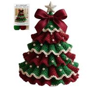 DAGLLGEW Knitting Kit Christmas Tree Knitting Kit for Beginners with Bow Pearl Easy DIY Crafts for Adults Christmas Holiday Decorations, Red + Green Adult Craft Kits Beginner for Adults