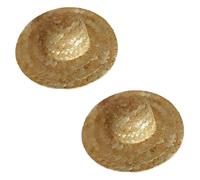 DAGLLGEW Mini Straw Hat 2Pcs 2x1 Inch Wide Brim Braided Mini Hats Realistic Straw Hats for Crafts, Wine Bottles, Decorations, Jewelry/Doll Accessories for Crafts for