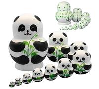 DAGLLGEW Nesting Dolls 1 Set(10Pcs) Panda Design Matryoshka Doll Cute Cartoon with Bamboo Pattern Wooden Russian Nesting Dolls for Kids Matryoshka doll