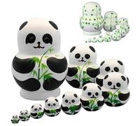 DAGLLGEW Nesting Dolls 1 Set(10Pcs) Panda Design Matryoshka Doll Cute Cartoon with Bamboo Pattern Wooden Russian Nesting Dolls for Kids Matryoshka doll