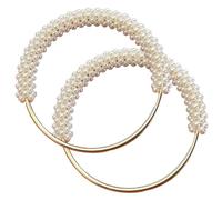 DAGLLGEW Purse Handles 2Pcs Pearl Beaded Round Bag Handle for Women DIY Replacement Glossy White Purse Making Supplies Purse Accessories