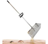 DAGLLGEW Sand Flea Rake, Stainless Steel Beach Sand Sifter with 15.8 Inch Shark Tooth Wide Basket, Detachable Long Handle Sand Rake for Beach, Sand Flea Rake