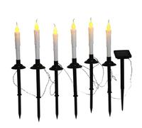 DAGLLGEW Solar Candles 1 Set 18.7in Outdoor Waterproof Flameless Taper Candles with Stake Warm White LED Flickering 600mAh Light-Operated Outdoor Solar Lights for Pathway, Garden, Yard Lights
