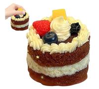 DAGLLGEW Squeeze Toy Realistic Cute Birthday Cake Slow Rising Squish Stress Relief Toy, Soft Squeezable Silicone 2.36x1.77 Inch Food Squeeze Toys for Kids Adults Stress Relief Ball Ball