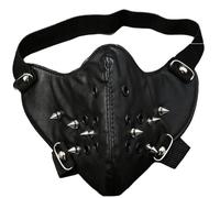 DAGLLGEW Steampunk Mask Black PU Leather Metal Spikes Face Mask with Elastic Strap, Unisex Gothic Punk Cosplay Accessory Leather Punk