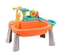 DAGLLGEW Toddler Water Table, Circulated Water Play Table with 180° Rotation Tap and Detachable Feet, Plastic Play Sink with Fruits and Vegetables, Tableware, Fishing Toys Kids
