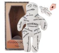DAGLLGEW Voodoo Dolls 8.5x5.1'' White Polyester Cotton Scary Doll with Uneasy Printings Creepy Doll Revenge Negtive Horror Dolls for Emotional Release Scary Creepy Horror