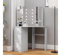 dagna corner wooden dressing table in concrete effect with led