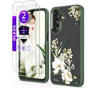 DagoRoo for S26 Plus Case+Tempered Glass Screen Protector,Military Grade Protective Slim Soft TPU + Hard PC,Girls Women Crystal Clear Flower Pattern Cover for S26 Plus 5G-Gardenia