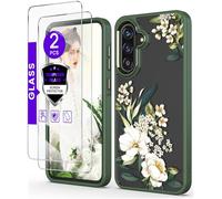 DagoRoo for Samsung Galaxy A37 5G Case+Tempered Glass Screen Protector,Military Grade Protective Slim Soft TPU + Hard PC,Girls Women Crystal Clear Flower Pattern Cover for Galaxy A37 5G-Gardenia