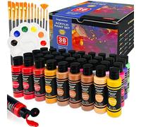 DagouColor 49 PCS Acrylic Paints Set - 36 Colors * 2oz/60ml Art Craft Paint Bottles, 12 Brushes, 1 Palette, Premium Art Supplies Gifts for Artists Kids Beginners on Canvas Rocks Wood Ceramic Fabric