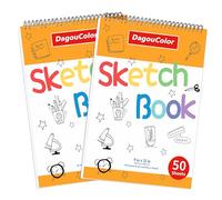 DagouColor 50 Sheets 9"x12" Sketch Book for Kids, Spiral-Bound Smooth Drawing Paper Sketch Pad, Double-Sided Drawing Papers for Beginning Artists (Pack of 2)