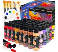 DagouColor 61 PCS Acrylic Paints Set - 48 Colors * 2oz/60ml Art Craft Paint Bottles, 12 Brushes, 1 Palette, Premium Art Supplies Gifts for Artists Beginners on Canvas Rocks Wood Ceramic Fabric