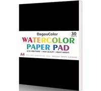 DagouColor Watercolor Paper Pad, 30 Sheets, 140lb/300gsm Cold-Pressed Paper, Artist Book for Adults Beginners, Painting, Drawing, Mixed Media - Black, A4, 1 Pack