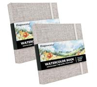 DagouColor Watercolor Sketchbook, 5.5"x5.5", 2 Pack, 30 Sheets Each, 300GSM Cold-Pressed Water Color Paper, Fabric Cover Artist Book for Beginning Artists Adults Kids, Painting, Drawing, Mixed Media