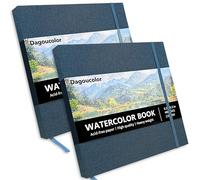 DagouColor Watercolor Sketchbook, 8.5"x8.5", 2 Pack, 24 Sheets Each, 230GSM Cold-Pressed Water Color Paper, Fabric Cover Artist Book for Beginning Artists Adults, Painting, Drawing, Mixed Media