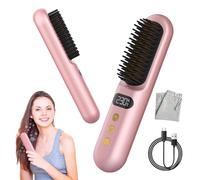 Dagralle Go Brush Pro, Cordless Hair Straightener Brush, Portable Straightener Brush, Negative Ion Hot Comb Hair Straightener for Travel, 10000mAh Rechargeable, Lightweight, Pink