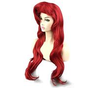 Dagua Anime Cosplay Wig，Ariel Wig，Red Long Wavy Wig，with Free Wig Cap，for Christmas Carnival party Halloween Cosplay Wig(Size:Style 2)
