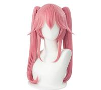 Dagua Anime Cosplay Wig, Fate Grand Order Tamamo no Mae Wig, Double Ponytail Pink Wig, with Free Wig Cap, for Party, Everyday Wear, Halloween Wig Cosplay (Size: Style 3)