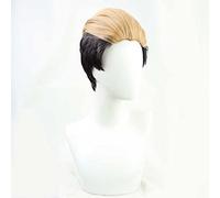 Dagua Cosplay Wig,Attack On Titan Porco Galliard Cosplay Wig,Short Yellow Mixed Black Wig,with Free Wig Cap,Halloween Costume Cosplay,for Christmas Carnival party