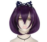 Dagua Cosplay Wig,Kakegurui Midari Ikishima Cosplay Wig,Black Purple Short Bob Wig,with Free Wig Cap,Halloween Costume Cosplay,for Christmas Carnival party