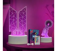 Dagydali BTS Night Light (2 Patterns) - BTS Fans Gifts, 16 Colors 3D LED Illusion Table Lamp with Remote Control and Smart Touch, Singer Gifts, Music Lover, Christmas Birthday Friends Girls