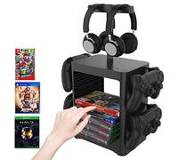 DAHAKII Game Disc Storage Tower Holder/Game Storage Stand/ Controller/Headset Stand Holder Compatible with PS5/Nintendo Switch/PS4/Xbox Series X S/Xbox One/Video Game Disk Storage Organizer