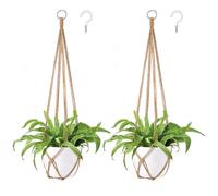 Dahey Macrame Plant Hanger Indoor Hanging Planter Basket Handmade Woven Cotton Rope Flower Pot Decorative Crochet Plant Holder Stand for Boho Home Decor No Tassels,35 Inch,Set of 2, Brown
