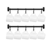Dahey Mug Holder Wall Mount, Metal Coffee Mug Rack Hanger with 10 Mug Hooks, Mug Display Rack Rustic Utensil Cups Storage Organizer for Kitchen Dining Room Coffee Bar, Set of 2, Black