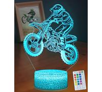 DAHEYMA Dirt Bike Night Light 3D Illusion, 16 Colors LED Lights - Touch and Remote Control, Timer Tpye-C Dimmable Lamp, Dirtbike Room Décor