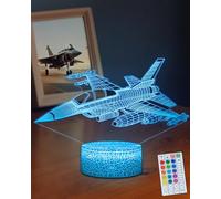 DAHEYMA Fighter Jet Night Light, Airplane Gifts for Boys, 16 Colors LED Lights 3D Illusion - Touch and Remote Control, Timer Tpye-C Dimmable Lamp, Warplane Lamp Room Decor